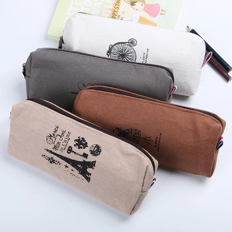 Luxury Bags Paris - Vintage retro linnen pennenzak Elegant Parijs-patroon
