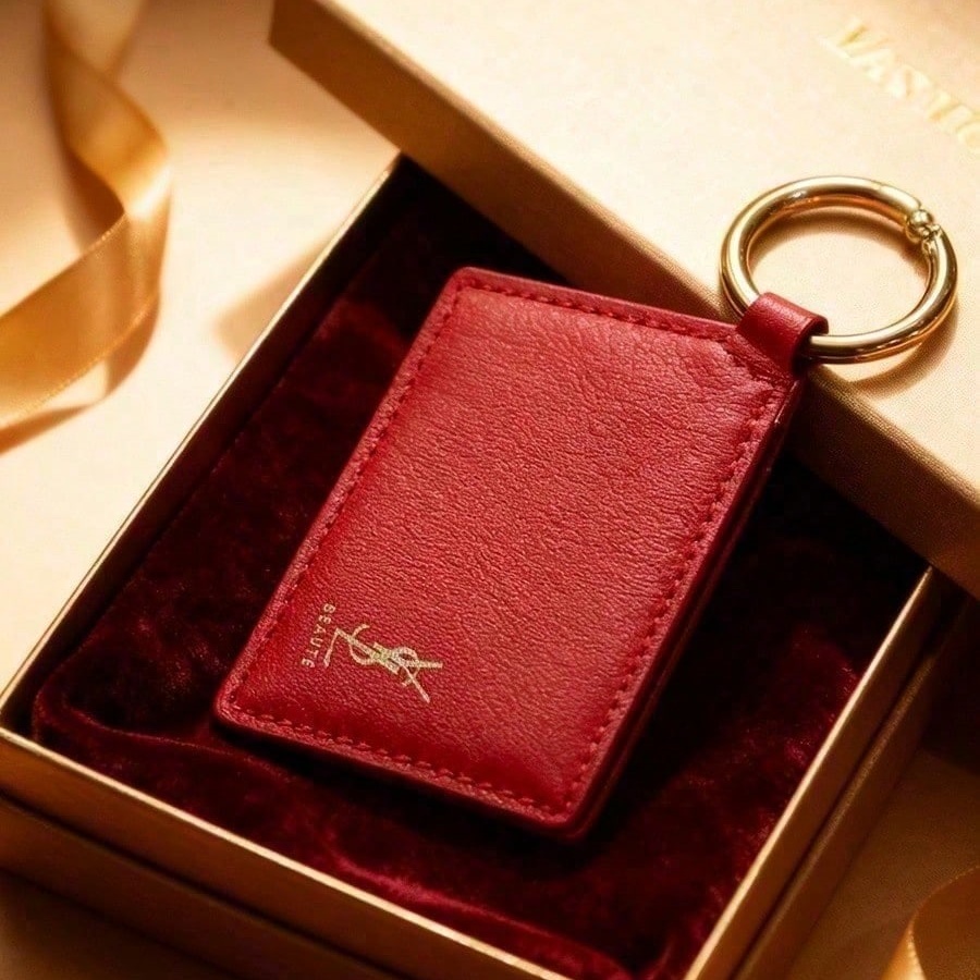 Luxury Bags Leather - YSL Rode Lederen Vierkante Mini Zakspiegel