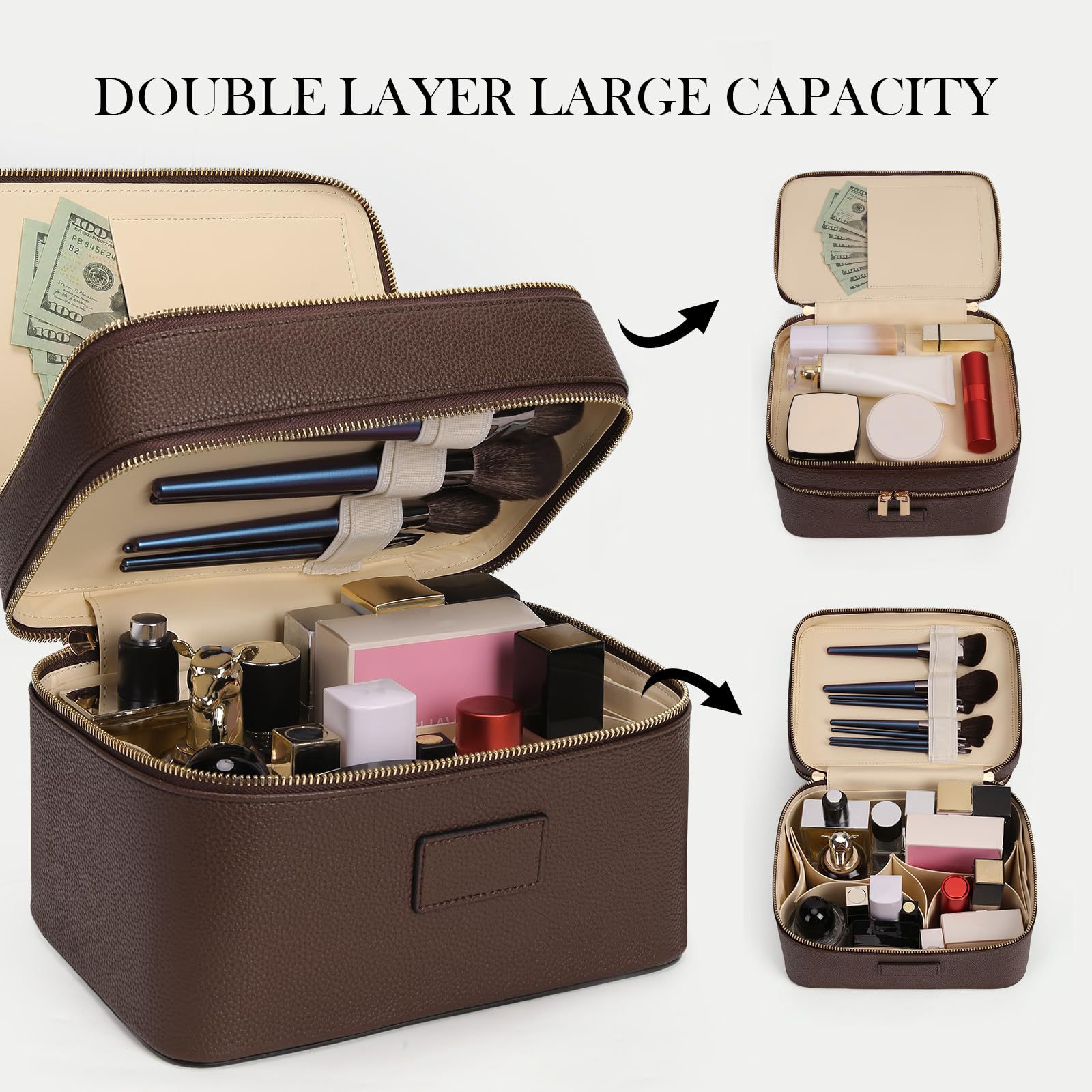 Grote capaciteit dubbele laag  - Luxury Bags Leather recensie en prijs